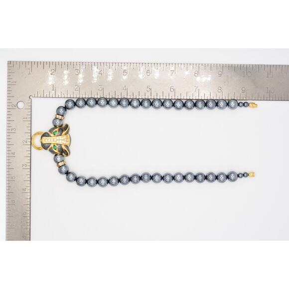 KJL Avon Duchess Windsor Necklace Panther Cabochon Green Eyes Signed 1980s Bin3B - Picture 12 of 12